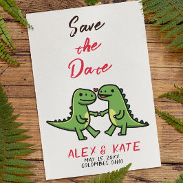 Cute Dino Wedding Save the Date Invitación