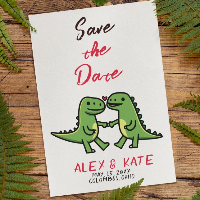 Cute Dino Wedding Save the Date Invitación (Dinosaur Wedding Invitations
)
