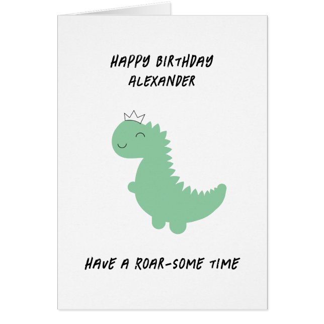 Cute Dinosaur Birthday Card, divertido. Personaliz (Frente)