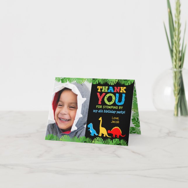 Cute Dinosaur Birthday Tarjeta de agradecimiento (Anverso)