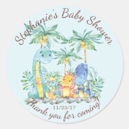 Cute Dinosaur Boys Baby Shower Favor Pegatina