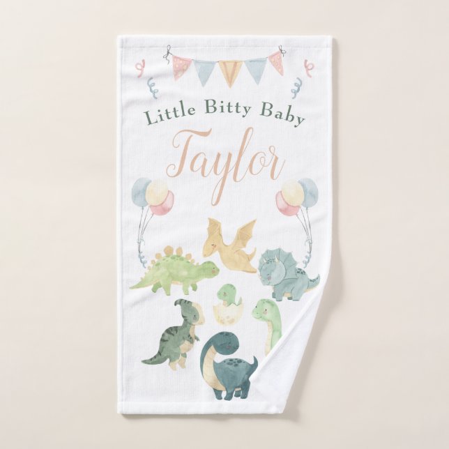 Cute Dinosaurio acuarela Bebé personalizado (Toalla de mano)