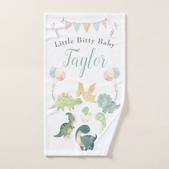 Cute Dinosaurio acuarela Bebé personalizado (Toalla de mano)