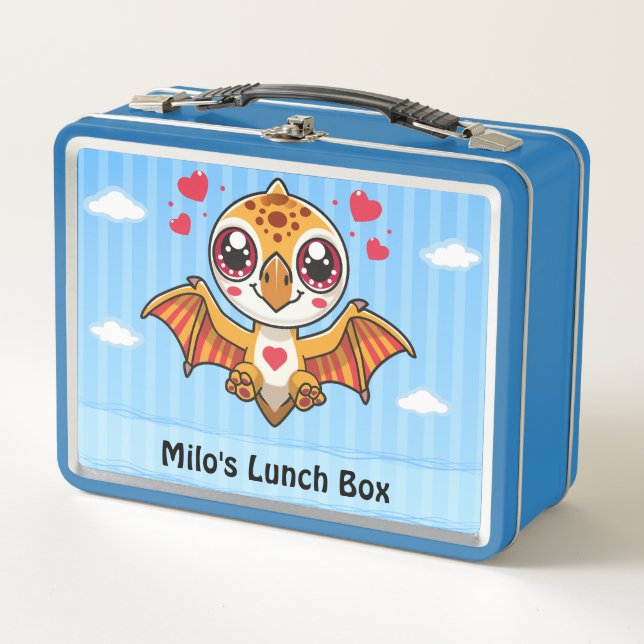 Cute Dinosaurio Lunch Box - Añadir nombre (Anverso)