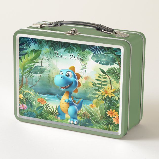 Cute Dinosaurio Metalizado Lunch Box (Anverso)