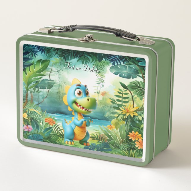 Cute Dinosaurio Metalizado Lunch Box (Anverso)