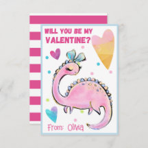 Cute dinosaurio tarjeta de San Valentín para los n