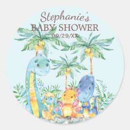 Cute dinosaurios Baby Shower Favor Pegatina