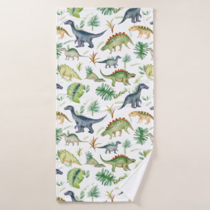 Cute Dinosaurios Green Watercolor Kids Pattern