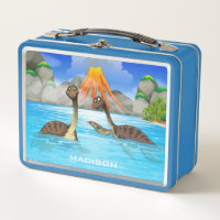 Cute Dinosaurios nombre personalizado cajas de alm