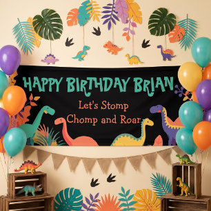 Cute Dinosaurs pancarta de cumpleaños para niños