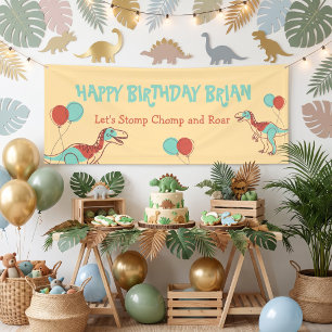 Cute Dinosaurs pancarta de cumpleaños para niños