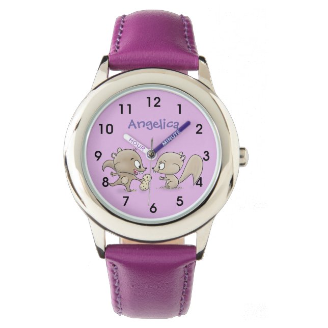 Cute divertida ardilla personalizado reloj de ilus (Anverso)