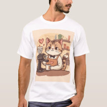 Cute divertida camiseta de gato barista y café aco