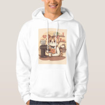 Cute divertida sudadera con capucha de gato barist