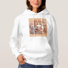 Cute divertida sudadera con capucha de gato barist