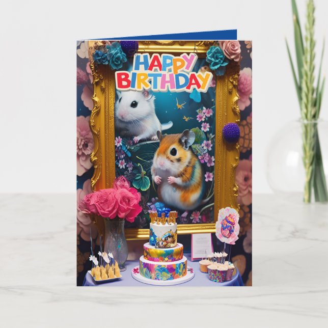 Cute divertida tarjeta de cumpleaños de hámsters s (Anverso)