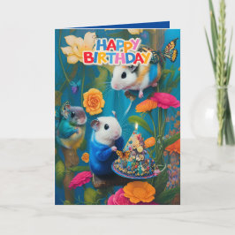 Cute divertida tarjeta de cumpleaños de hámsters s