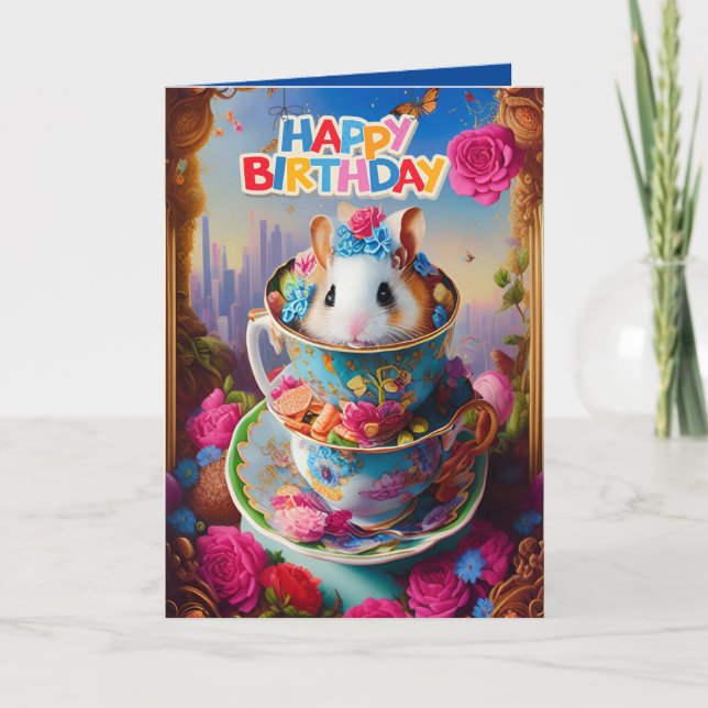 Cute divertida tarjeta de cumpleaños de hámsters s (Anverso)