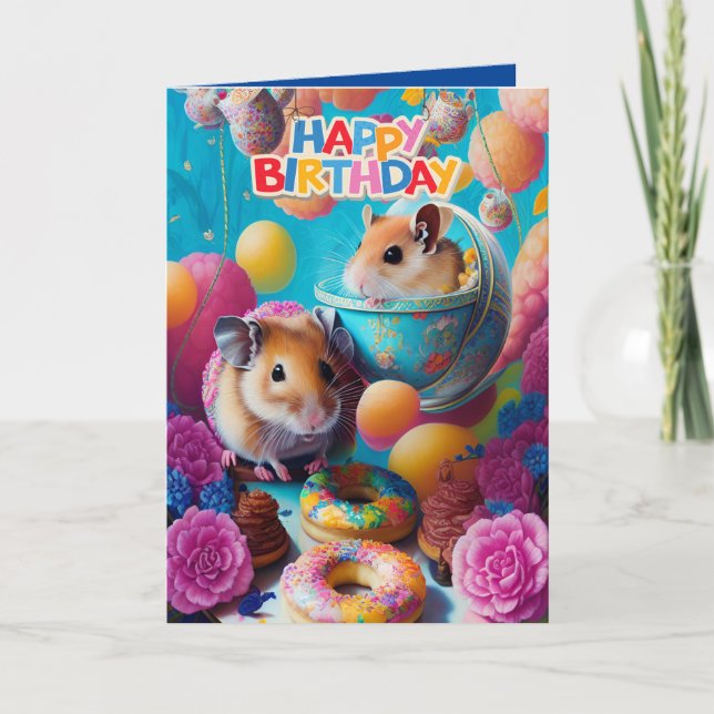 Cute divertida tarjeta de cumpleaños de hámsters s (Anverso)