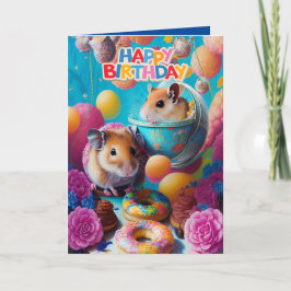 Cute divertida tarjeta de cumpleaños de hámsters s
