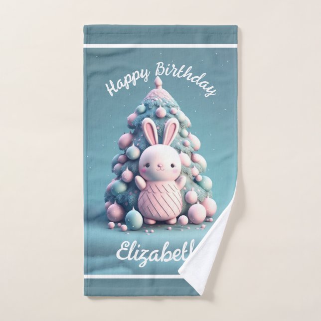 Cute, divertido, conejito, estilo kawaii (Toalla de mano)