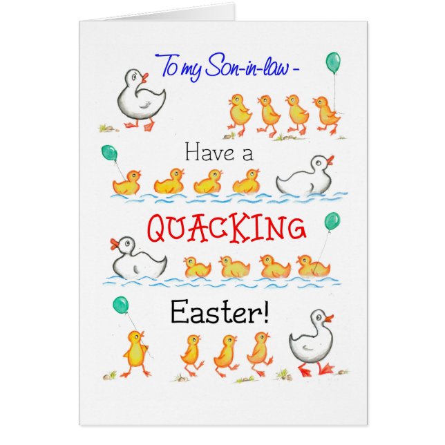 Cute Divertido Ducklings Quacking Easter, yerno (Frente)