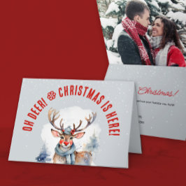 Cute divertido reno rojo blanco invierno Navidad h