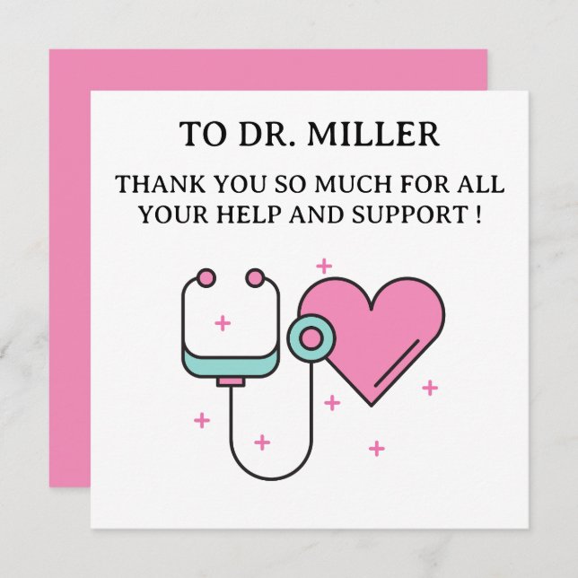 Cute Doctor Thank You Card (Anverso / Reverso)
