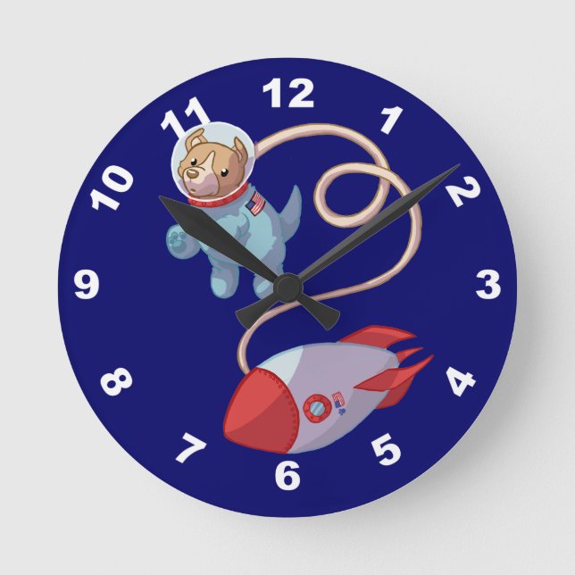 Cute Dog Astronauta reloj de pared (Anverso)