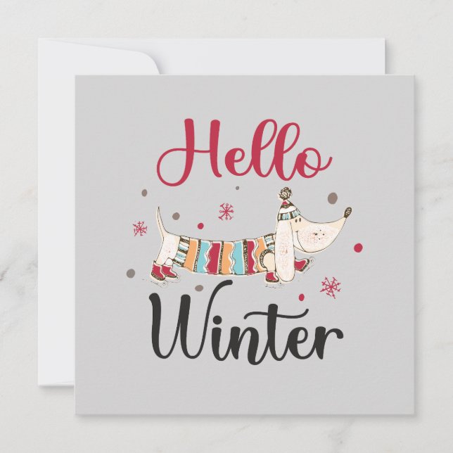 Cute Dog Hello Winter (Anverso)