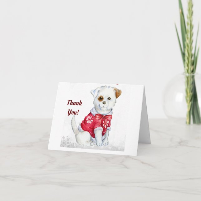 Cute Dog Holiday Tarjeta de agradecimiento (Anverso)