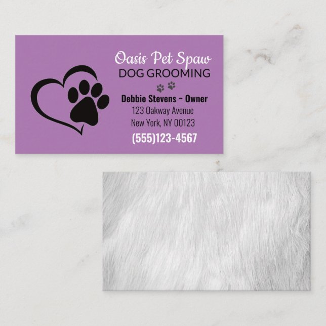 Cute Dog Mascota Grooming Tarjeta de visita (Anverso / Reverso)