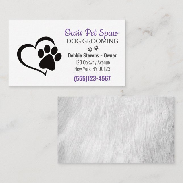 Cute Dog Mascota Grooming Tarjeta de visita (Anverso / Reverso)