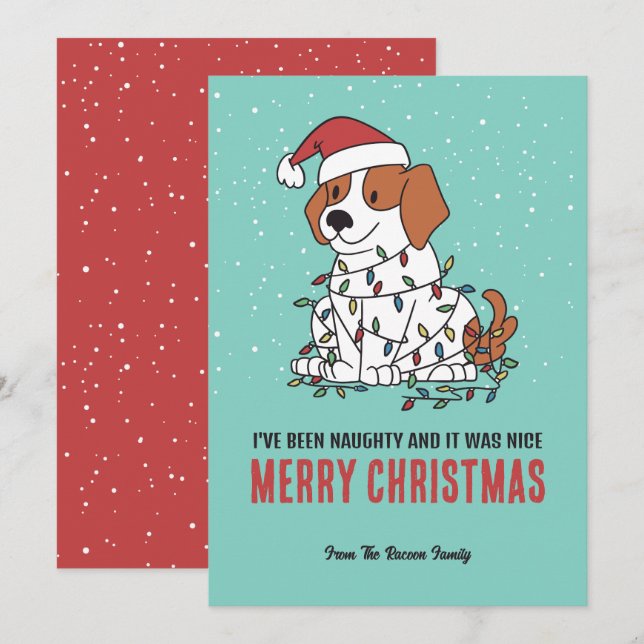 Cute Dog Santa Naughy la Feliz Navidad (Anverso / Reverso)