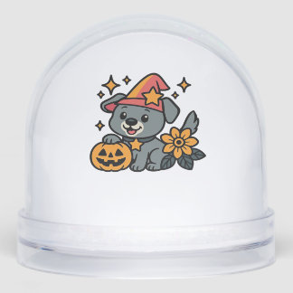 Cute Dog Witch hat Pumpkin Fun Halloween Oversized