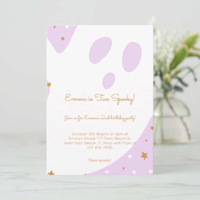 Cute dos fantasmas invitaciones de cumpleaños de H (Anverso de pie)