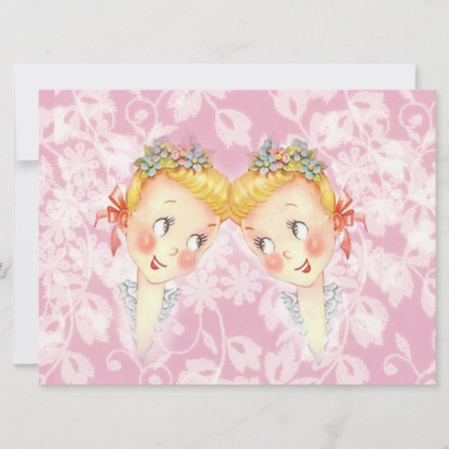 Cute dos novias: Invitación a la boda gay rosa (Anverso)