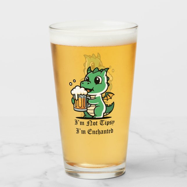 Cute Dragon Drinking Beer (Anverso (lleno))