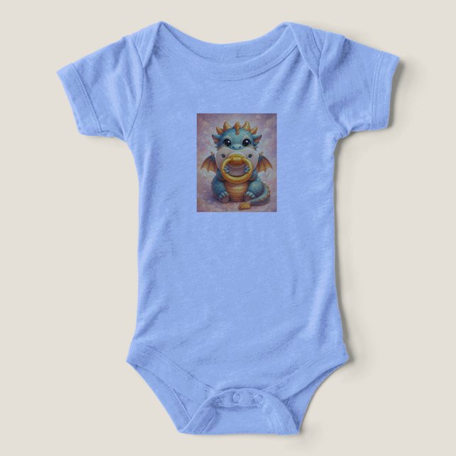cute Dragon with Pacifier - Baby Bodysuit  (Diseño delantero )