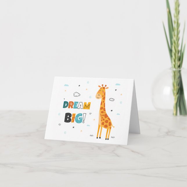 Cute Dream Big Giraffe Niños Bebé Tarjetas de feli (Anverso)