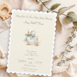 Cute Duckling with Ribbon Baby Shower Invitación