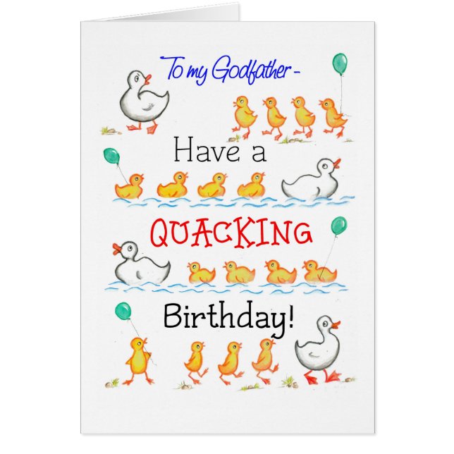 Cute Ducklings Quacking Birday, por padrino (Frente)