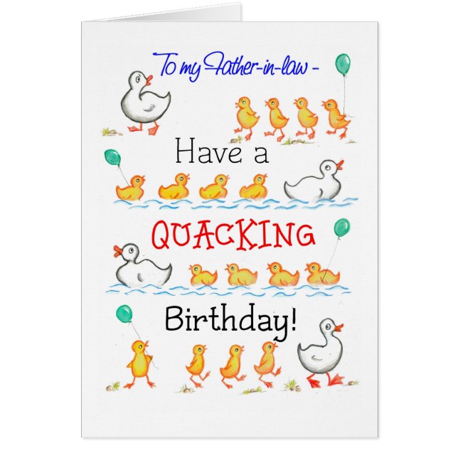 Cute Ducklings Quacking Cumpleaños, suegro (Frente)