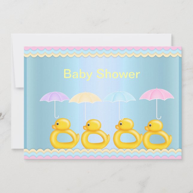 CUTE DUCKS BABY SHOWER INVITACIÓN AZUL (Anverso)