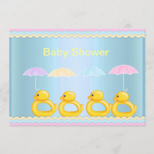 CUTE DUCKS BABY SHOWER INVITACIÓN AZUL