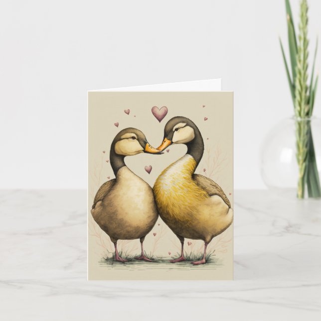 Cute Ducks en la tarjeta de felicitación por amor  (Anverso)