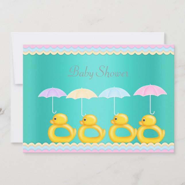 CUTE DUCTOS BABY SHOWER INVITACIÓN AQUA VERDE (Anverso)