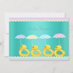 CUTE DUCTOS BABY SHOWER INVITACIÓN AQUA VERDE