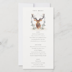 Cute Dusky Deer Floral Escudo Boda Tarjeta de menú